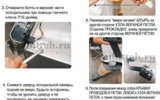 Как перевесить дверь холодильника siemens