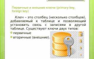 Как сделать несколько первичных ключей в sql
