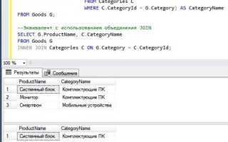 Как создать запрос в базе данных sql