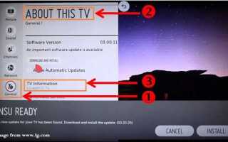 Как узнать номер прошивки у телевизора lg