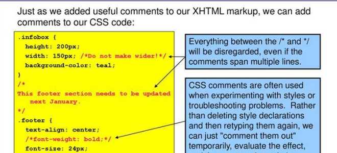 Как делать комментарии в css