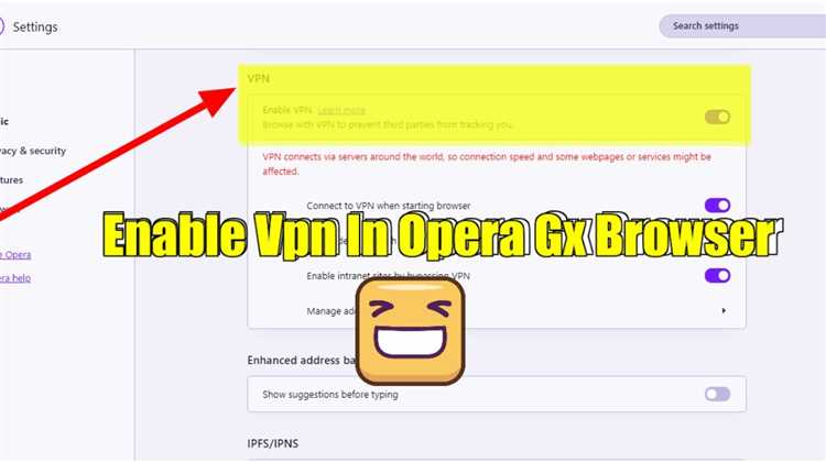 Как выбрать регион подключения в VPN Opera GX