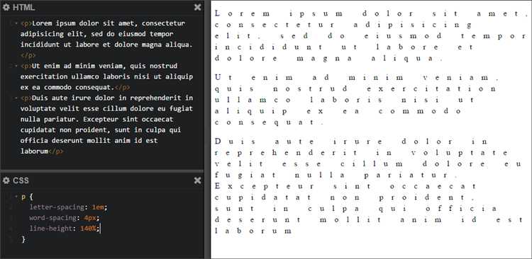 Использование свойства word-spacing для увеличения расстояния между словами