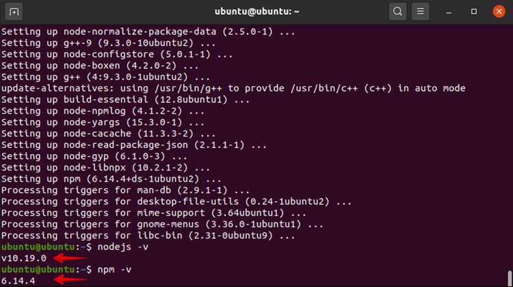 Проверка правильности установки Node.js через командную строку