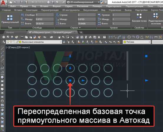 Использование оси для определения центра массива