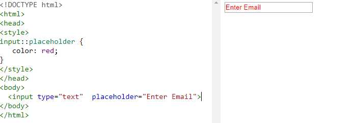 Как поменять цвет у placeholder css