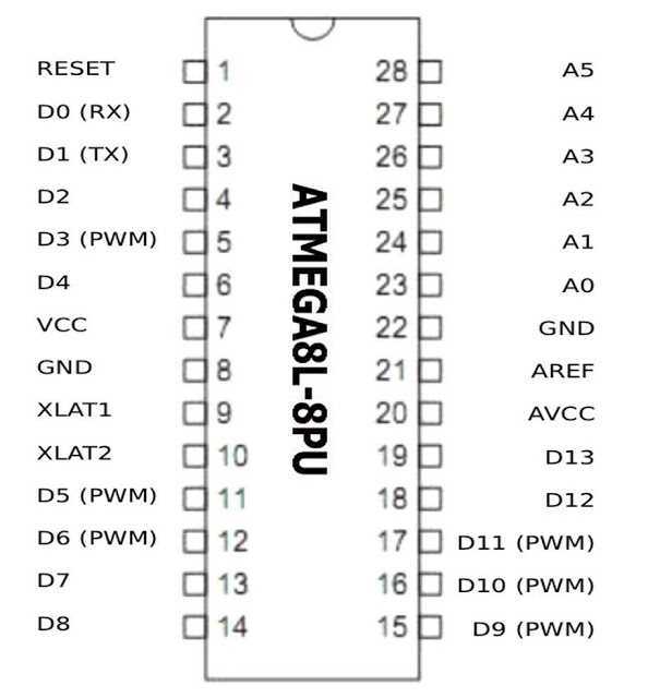 Как прошить atmega8 через arduino