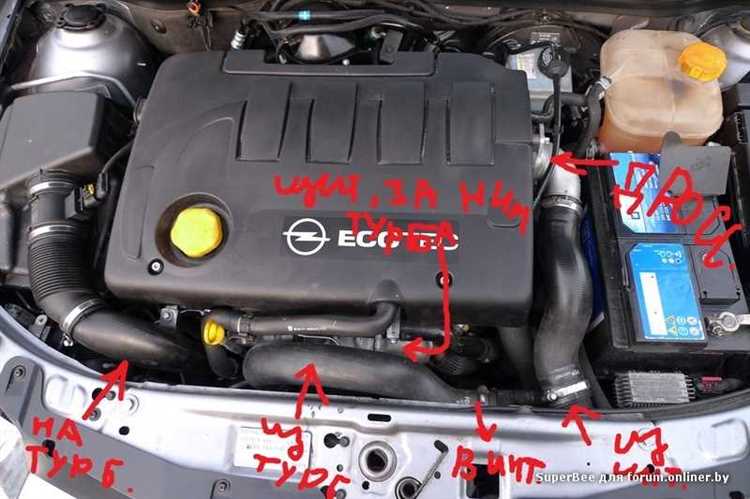 Расположение номера двигателя в моторном отсеке Opel Corsa