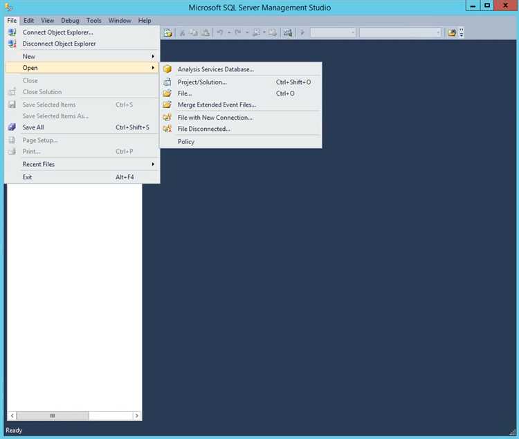 Как настроить соединение с сервером в SSMS
