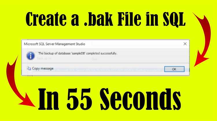 Как сделать bak файл ms sql server
