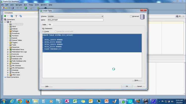 Как создать таблицу в oracle sql developer
