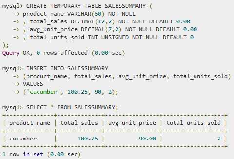 Как использовать временную таблицу в одном SQL запросе