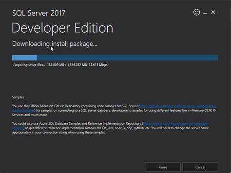 Выбор компонентов для установки SQL Server 2017