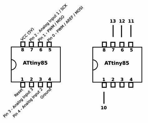Шаги для прошивки ATtiny85 с помощью программатора:
