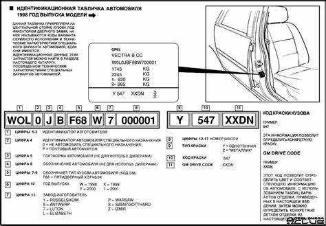 Отличия в размещении VIN у разных моделей Kia