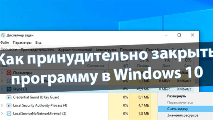 Как принудительно закрыть программу на windows