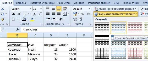 Как отформатировать таблицу в excel