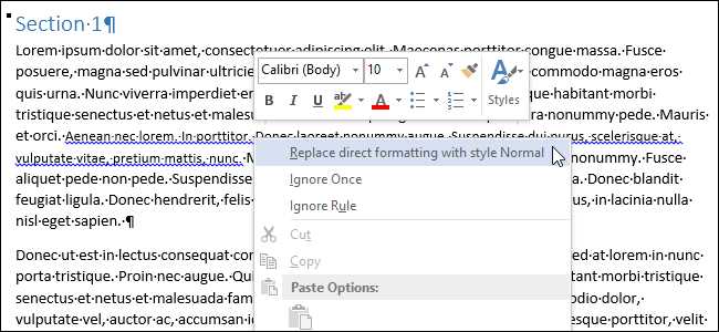 Как убрать красные подчеркивания в word