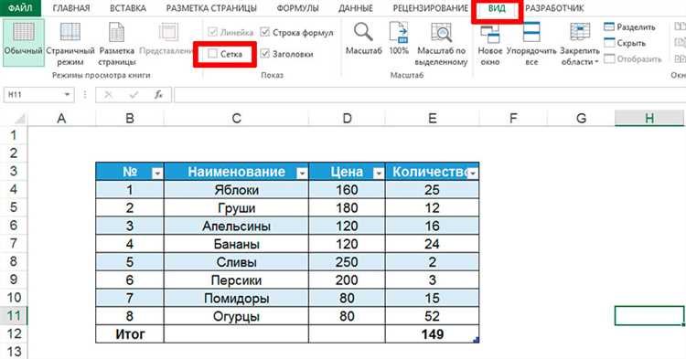 Как настроить отображение сетки в Excel на других устройствах