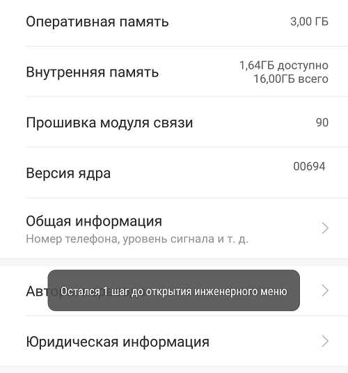 Использование приложения для входа в инженерное меню