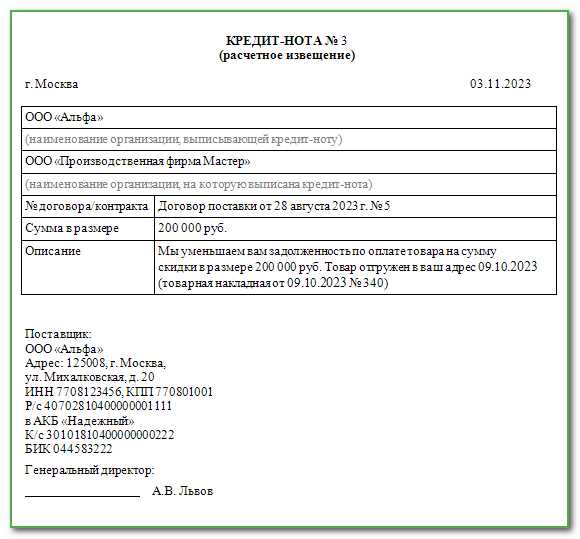 Чем кредит-нота отличается от возврата денег