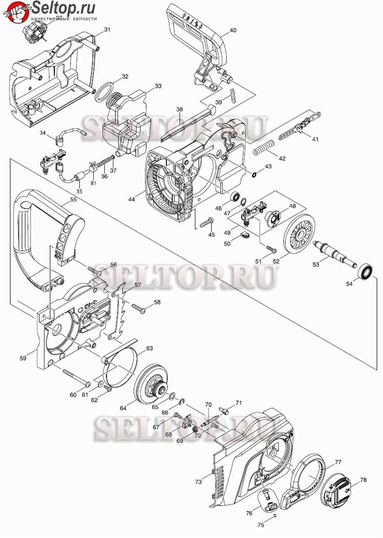 Как снять цепь с электропилы makita uc3520a
