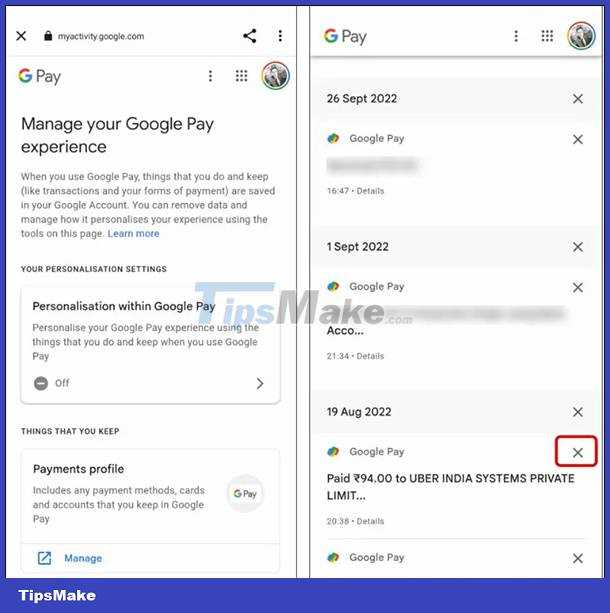Как удалить транзакции в мобильном приложении Google Pay